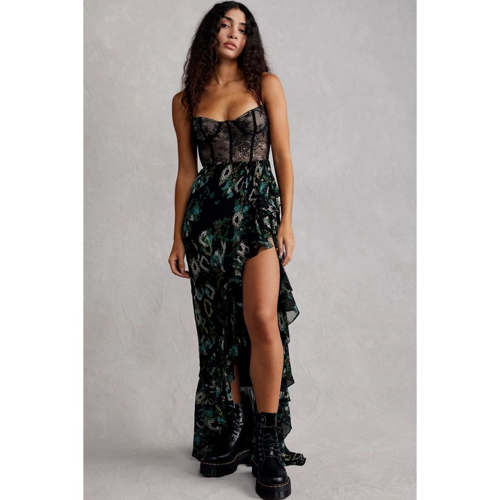 Katie May NWT Senorita Bustier Gown in Black & Teal Snake size Small - Picture 10 of 10